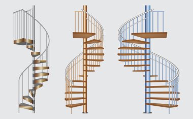 Gerçekçi spiral merdiven, mimari yapıda izole edilmiş, yerleşim merdiveni