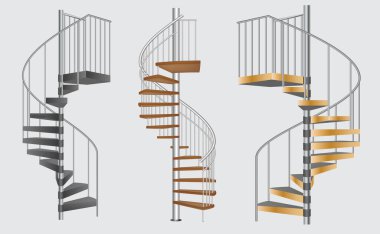 Gerçekçi spiral merdiven, mimari yapıda izole edilmiş, yerleşim merdiveni