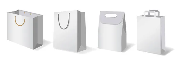 Mockups Saco Papel Realista Compras Saco Papel Com Alça Isolada —  Vetores de Stock