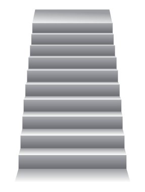 gerçekçi merdiven ön görünümü, beyaz arkaplanda izole edilmiş sütun vektör şablonu için beyaz adımlar, beyaz arkaplanda izole edilmiş merdiven resimleri.