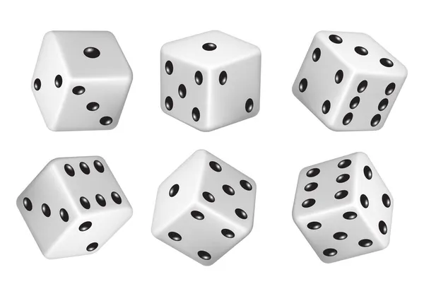 Dés Réalistes Cubes Jeu Casino Dés Blanc Noir Deux Dés — Image vectorielle