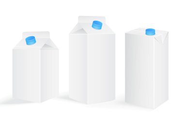 Stok vektör suyu boş beyaz karton kutu paketleri, gerçekçi kutu süt ambalajı, maket.