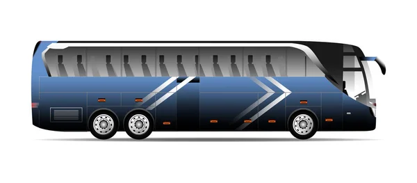 Realistisk Rejse Bus Sidevisning Med Enkle Farver Gradienter Illustration Passagerer – Stock-vektor