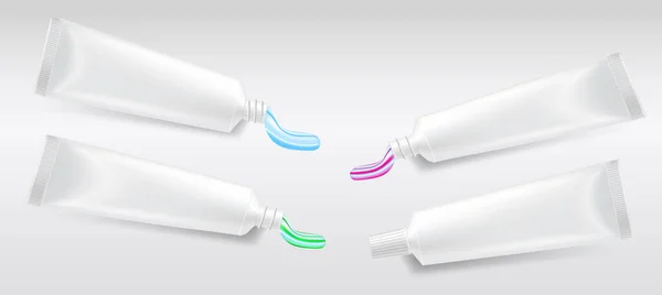 Dentifrice Réaliste Isolé Sur Fond Blanc Équipement Brosse Dents Tube — Image vectorielle