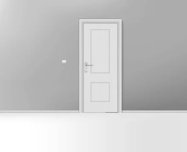 White frame closed door wall isolated on background. — стоковый вектор