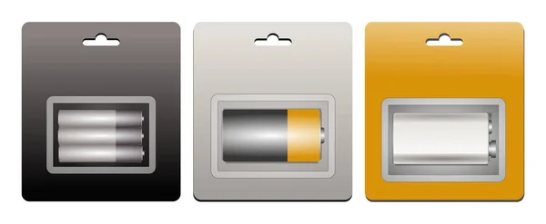Différents Types Batteries Toutes Tailles Piles Alcalines Différentes Tailles Jeu — Image vectorielle