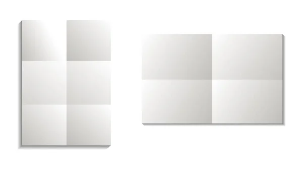 现实的空白白色折叠纸集集合 空的相册或书籍目录 附上回形针栅格副本 — 图库矢量图片