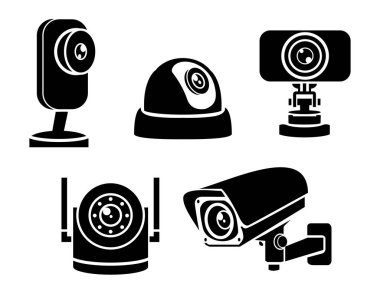 various types of security camera. cctv surveillance security camera. security camera icons video surveillance cctv sign set