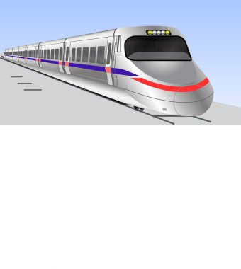 Modern yüksek hızlı tren. Hızlı modern ekspres yolcu treni yüksek hızlı demiryolunda. Fütürist teknoloji taşımacılığı. 