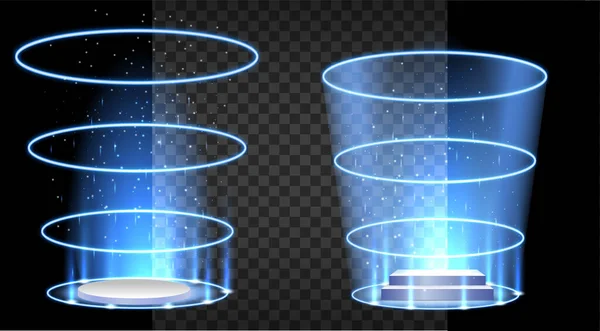 Stock Vector Energy Spinning Circle Blue Glowing Fantasy Magic Portals — Stock Vector