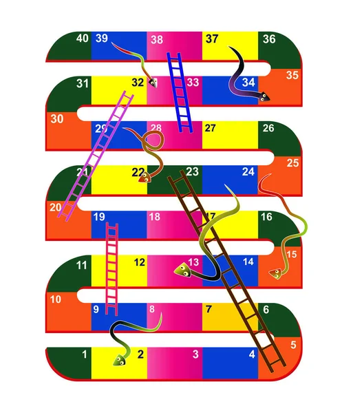 Snakes Ladders Board Game Cartoon Illustration Frame Board Game Funny — Image vectorielle