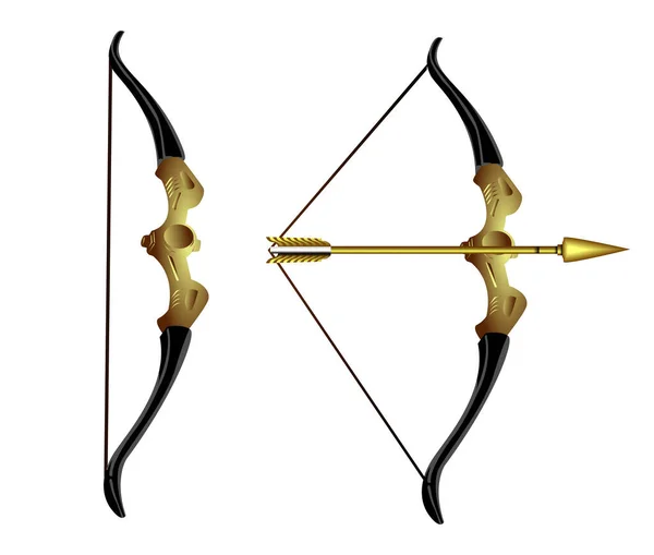 Antique Bow Arrow Isolated White Background Set Decorative Arrows Vintage — 图库矢量图片