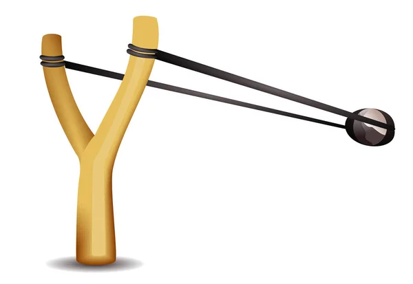 Slingshot Toy Wood Isolated White Background Realistic Detailed Slingshot Danger — Image vectorielle