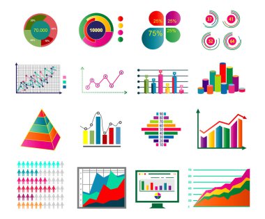 statistic diagram chart colorful. diagram chart graph elements vector business infographic diagram data template. colourful diagram and chart icons.