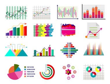 statistic diagram chart colorful. diagram chart graph elements vector business infographic diagram data template. colourful diagram and chart icons.
