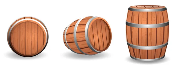 Wooden Barrels Wine Whiskey Isolated — Stock vektor