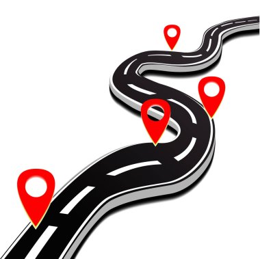  İğne izole edilmiş virajlı yol