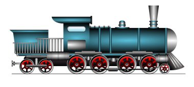 Klasik tren lokomotifi beyaz arkaplanda izole edildi