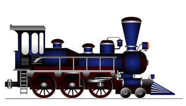 Klasik tren lokomotifi beyaz arkaplanda izole edildi