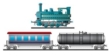 Klasik tren lokomotifi beyaz arkaplanda izole edildi