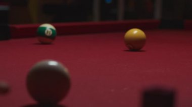 Pool yellow ball missed the hole in billiard game