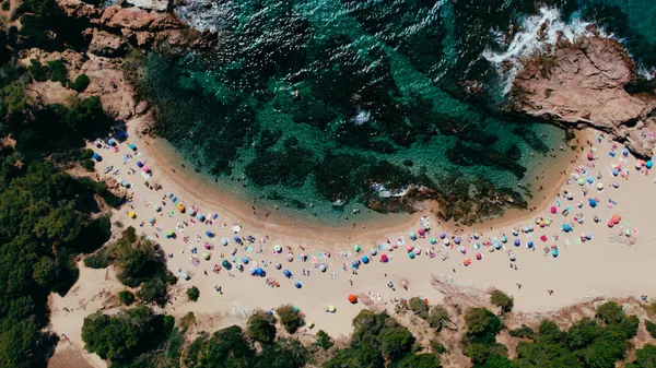 Beautiful Epic Drone Footage Paradise Cove Mediterranean Sea Colorful Vacation Imágenes de stock libres de derechos