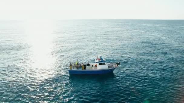 Three Fishermen Early Morning Pull Out Trawl Net Sardines Small — Video