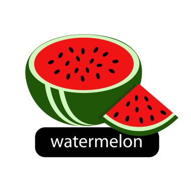 Bir karpuzun vektörel çizimi. Meyveli taze yaz meyvesi. Çocuklar çiziyor