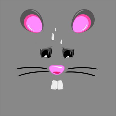 Gri arka planda üzgün ve bunalmış bir farenin vektör çizimi. Ağlayan farenin bıyıklı karikatürü