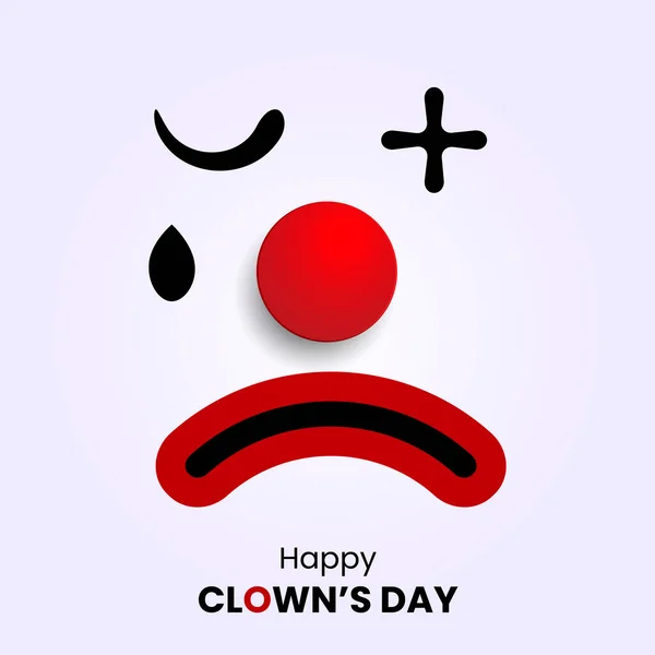 Triste Visage Clown Avec Gros Nez Caoutchouc Rouge — Image vectorielle