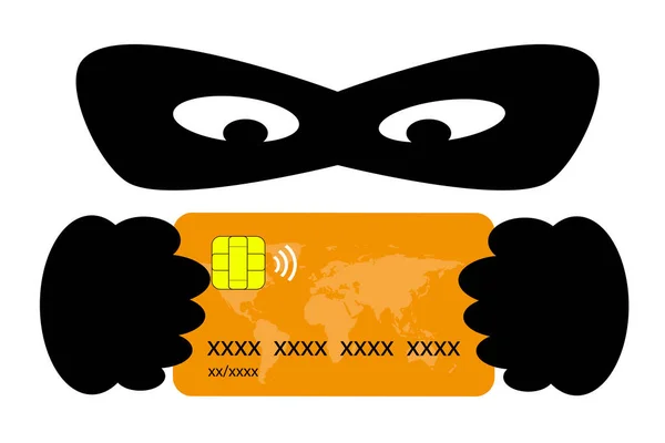 Conceito Phishing Ladrão Com Uma Máscara Atrás Cartão Crédito Fraude — Vetor de Stock