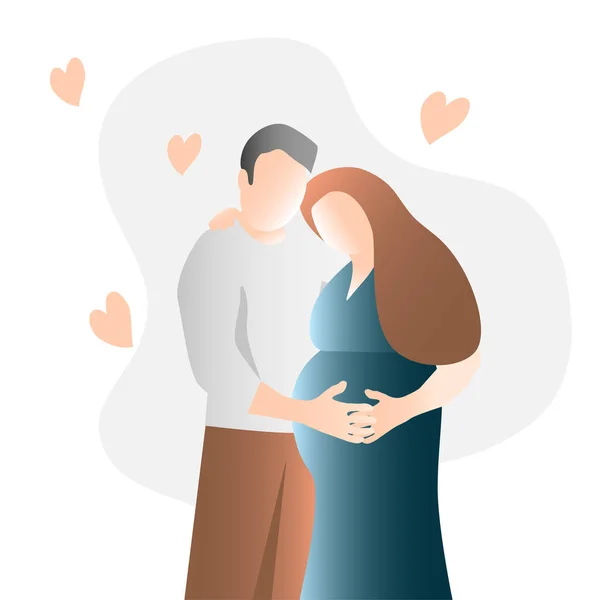 Couple Amoureux Heureux Pour Arrivée Leur Premier Bébé Homme Femme — Image vectorielle