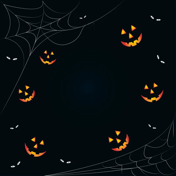 Business Card Advertisement Banner Social Networks Smiling Pumpkins Spider Webs — Stockový vektor