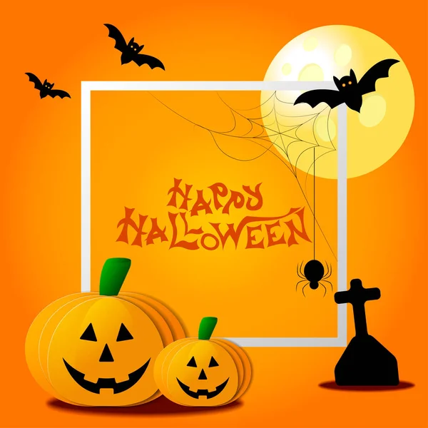 Business Card Social Networks Wishing Happy Halloween Smiling Pumpkins Congratulate — Stockový vektor