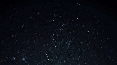 Toz parçacığı parlıyor. Siyah arka planda enerji akışı. Parçacıkların soyut arkaplanı. 3B görüntüleme.