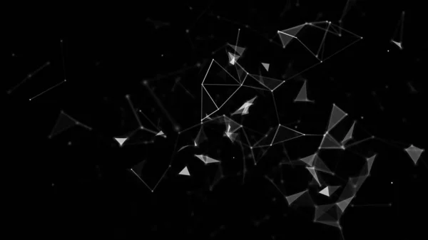 Абстрактный Геометрический Фон Точками Соединения Прямыми Абстрактный Черный Цифровой Фон — стоковое фото