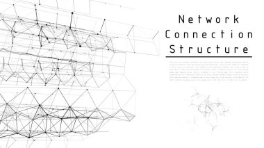Ağ bağlantısı yapısı. Teknoloji ve gelecek kavramı. İletişim ve web konsepti. Büyük veri görselleştirmesi. Vektör illüstrasyonu.