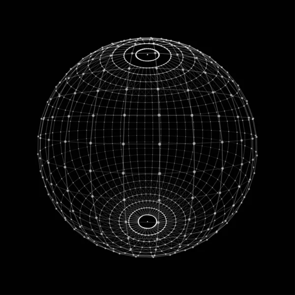 球は点と線で構成されています ネットワーク接続構造 ビッグデータ可視化 — ストックベクタ