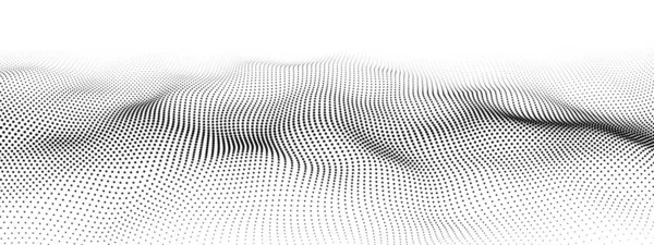 Parçacık dalgası. Dijital dalga arka plan kavramı. Soyut teknoloji geçmişi. Büyük veri görselleştirmesi. Vektör illüstrasyonu.