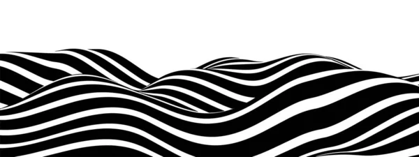 Onde Illusion Optique Abstraite Flot Rayures Noires Blanches Formant Effet — Image vectorielle