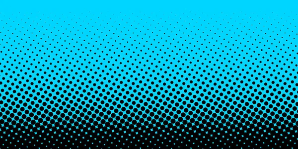 Gradiente Puntos Negros Medio Tono Sobre Fondo Azul Textura Pop — Vector de stock