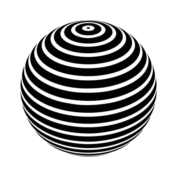 Illusion Optique Sur Sphère Sphère Rayures Effet Illusion Art Noir — Image vectorielle