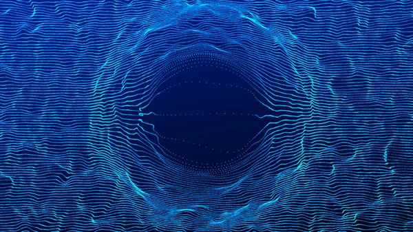 Siber uzayda hareket etmek için huni şeklinde bir tünel. Kozmik solucan deliği. Uzay yolculuğu konsepti. 3B görüntüleme.