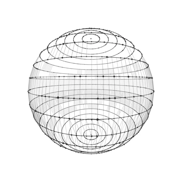 Сфера Складається Точок Ліній Структура Мережевого Єднання Велика Візуалізація Даних — стоковий вектор