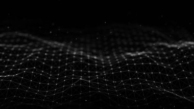 Parçacık dalgası. Dijital dalga arka plan kavramı. Soyut teknoloji geçmişi. Büyük veri görselleştirmesi. 3B görüntüleme.