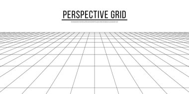 Vektör bakış açısı ızgarası. Dijital siber uzay. Ağ bağlantısı yapısı. Beyaz arka plan konsepti. Web sitesi için vektör illüstrasyonu.