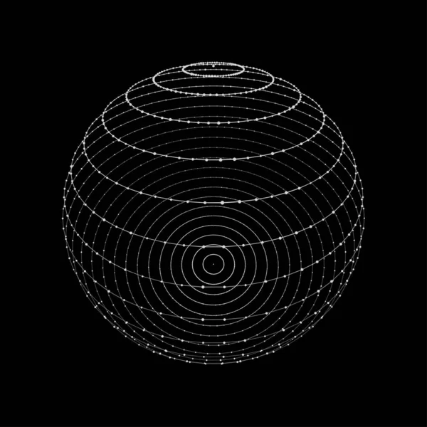 Kugel aus Punkten und Linien. Netzwerkverbindungsstruktur. Visualisierung von Big Data. Vektorillustration. — Stockvektor