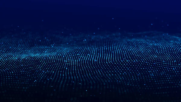 Dynamiczna Fala Dźwiękowa Koncepcja Przepływu Niebieskiej Energii Tło Cyberprzestrzeni Renderowanie — Zdjęcie stockowe
