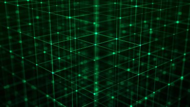 Teknoloji engelleme zinciri kavramı. Dijital veri akışının dinamik hareketi. Ağ bağlantıları yapısı. Büyük veri görselleştirmesi. 3B görüntüleme.