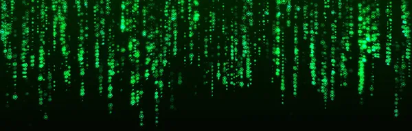 Cyberspazio Con Linee Caduta Digitali Verdi Flusso Geometrico Nel Ciberspazio — Foto Stock